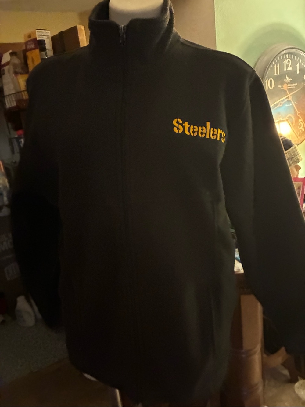 STEELERS Team Apparel NFL Reebok  Full-Zip fleece Jacket with embroidered logo-M